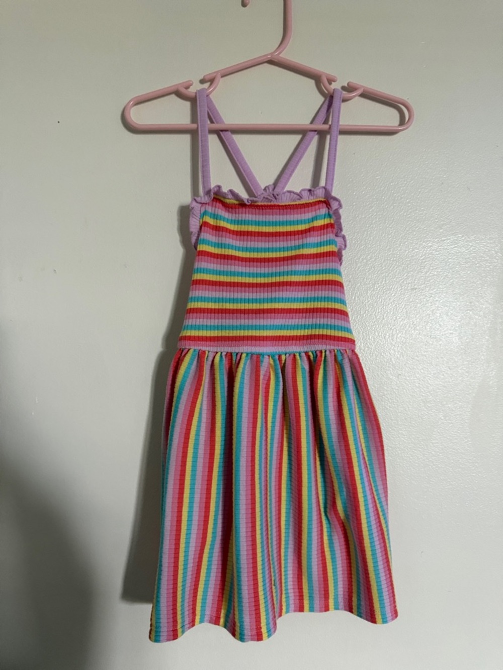 Cat & Jack Rainbow Stripe Tank Dress with Purple Straps